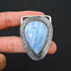 Blue Opal Gemstone 925 Sterling Silver Handmade Jewelry Belt Buckle For Husband - Picture 1 of 4