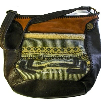 The Sak Iris Fair Isle Leather Suede Medium Hobo Bag Sweater Like Front Pocket - Image 1 of 4