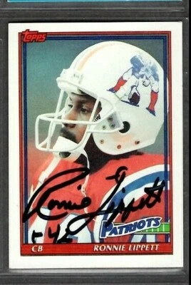 1991 Topps #622 Ronnie Lippett New England Patriots Card Signed Autograph (G16) - Image 1 of 2