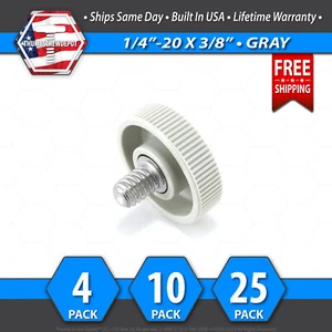 1/4"-20 x 3/8" Thumb Screw Stainless Steel - Gray 1" Round Knurled Knob - USA - Bild 1 von 6