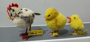VINTAGE STEIFF POM POM HUHN KÜKEN ENTEN X 3 4 BIS 7 cm. VIELE MEHR ZUM AUFLISTEN - Bild 1 von 20