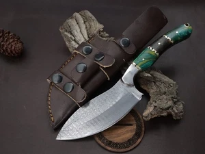 10" HANDMADE DAMASCUS STEEL SKINNER WITH RESAIN HANDLE  W/SHEATH SK-17 - Picture 1 of 5