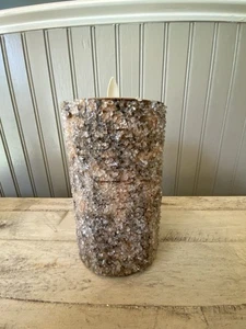 Pottery Barn flackernde flammenlose Stumpenkerze gezuckerte Birke offene Box 4x8 - Bild 1 von 3