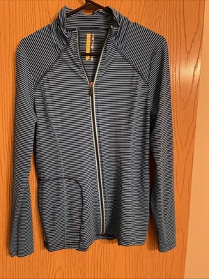 Chaqueta Lole para Mujer Cremallera Athlesiure Yoga Talla Grande Rayas Azules Foto 1 de 4