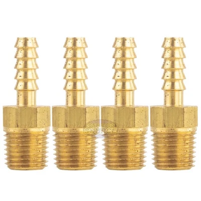 Brass Hose Barbs 1/4" Male NPT for 1/4" ID Hoses Barbed Fitting Air Fuel 4 Pack - Image 1 of 4