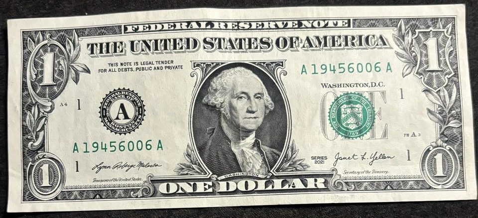 2021 Boston $1 Bill June 6th 1945 Birthday/Anniversary Fancy Note - Image 1 of 2