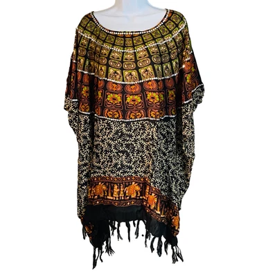 Poncho túnica caftán con lentejuelas para damas negro rojo tostado grande talla grande playa nuevo Foto 1 de 4