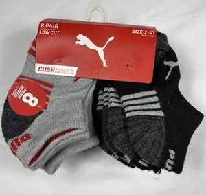 Puma Boy's 8 Pack Quarter Crew Socks – Size 2-4T Zing Grey & Black - Picture 1 of 5