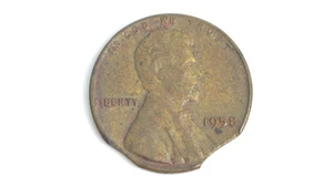 1958 P Lincoln Wheat Cent / Penny - Double Clipped Planchet Error - Picture 1 of 6