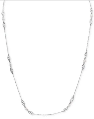 Collar Ralph Lauren Tono Plata Conjunto Social Perla Piedra Ilusión #414 Foto 1 de 4