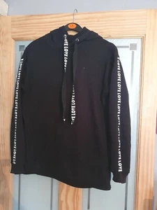Black Love Print Fleece Like Hoody Medium - Picture 1 of 5