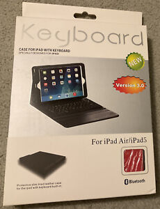 NEW Red leather Case With Bluetooth Keyboard For iPad 5th or iPad Air
