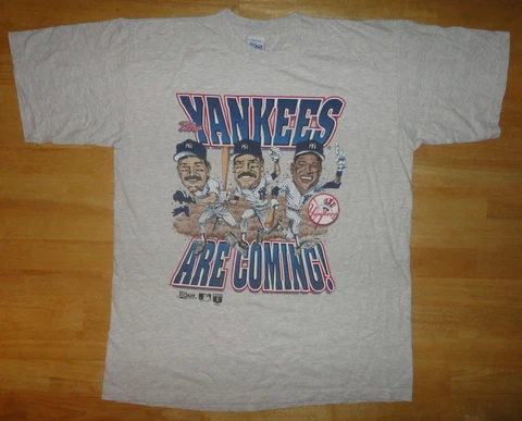 Vintage 1993 NEW YORK YANKEES Gray SALEM Shirt DON MATTINGLY WADE BOGGS Adult Lg Cover