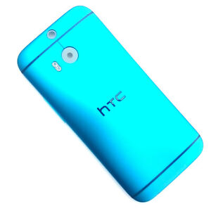 HTC One M8 rear housing Blue metal+camera glass+volume button Genuine
