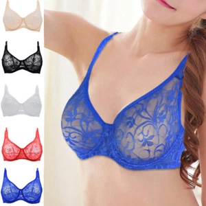 Lady Bra Lace See through Women Bras Crossdresser Sissy Sexy Lingerie Brassiere - Picture 1 of 35