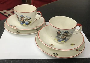 Vintage 2 Royal Tudor Popeye the Sailor Man Catchphrase Trios Cup Saucer Plate - Picture 1 of 8