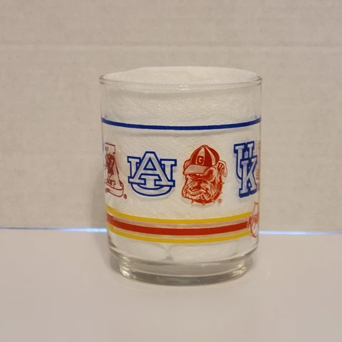 VINTAGE KRYSTAL TUMBLER SEC LOGOS AL AUB GA KEN VANDY LSU OLE MISS ST TEN FLA Cover