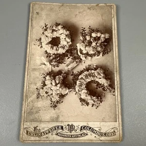 Cabinet Card Photo Victorian Funeral Memorial Flowers Bouquets Columbus Ohio - Picture 1 of 3