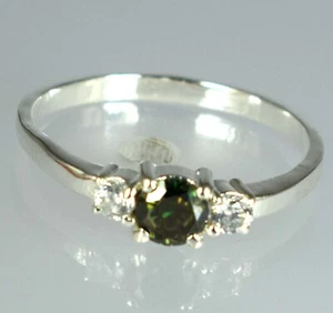 Green Round Cut Diamond Solitaire 1.09 Ct Certified 3 Pcs Ring Engagement Gift - Picture 1 of 8