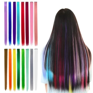 16 Pieces Rainbow Clip in Hair Extensions Color Hair Extensions for Kids Girls C - Picture 1 of 7