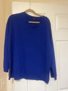 eileen fisher blue sweater Linen Cotton Blend Size XL - Foto 1 di 3