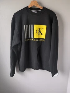 Vtg CK calvin klein jeans Black crewneck sweatshirt men’s L jumper 90s  - Picture 1 of 7