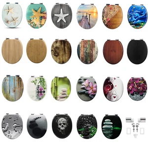 WC Sitz mit Absenkautomatik Toilettendeckel Toilettensitz MDF Holzkern#2258 - Bild 1 von 36