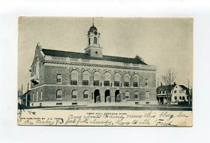 Postal antigua de Needham MA Mass de 1906, Ayuntamiento, mensaje de texto humorístico sobre pavo - Imagen 1 de 2