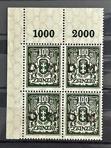 1923 German Danzig 4 stamps block Mi:DA D37 Officials o/print DM MNH /1396 - Picture 1 of 1