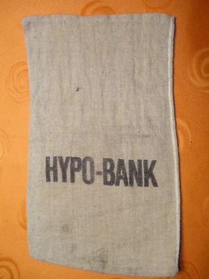 Geldsack Jute gebraucht  Aufdruck "Hypo-Bank" selten - Bild 1 von 2