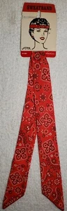 Vtg Orig NOS 1970s Sweatband Tennis Workout Red Headband Retro Flapper Tiger USA - Picture 1 of 9