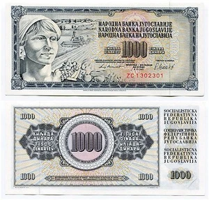Jugoslawien P 92 ZA , 1981 , 1000 Dinaras Ersatznote - seltene Banknote - Bild 1 von 1