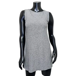 EILEEN FISHER Womens XS Grey Striped Merino Wool Blend Sleeveless Bateau Tunic - Picture 1 of 11