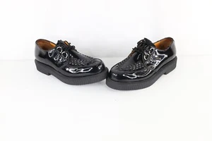 Deadstock Vtg 90s Rockabilly Mens 10 Goth Patent Leather Platform Creepers Shoes - Picture 1 of 9