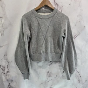 Linder Sweatshirt Damen XS grau Pullover Cropped Ballon Puffärmel  - Bild 1 von 9