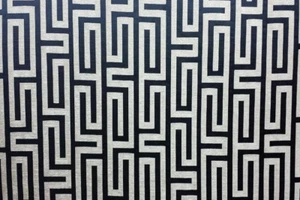 54" w NAVY Chenille Geometric Upholstery Drapery fabric by the yard Trillium 101 - Picture 1 of 1