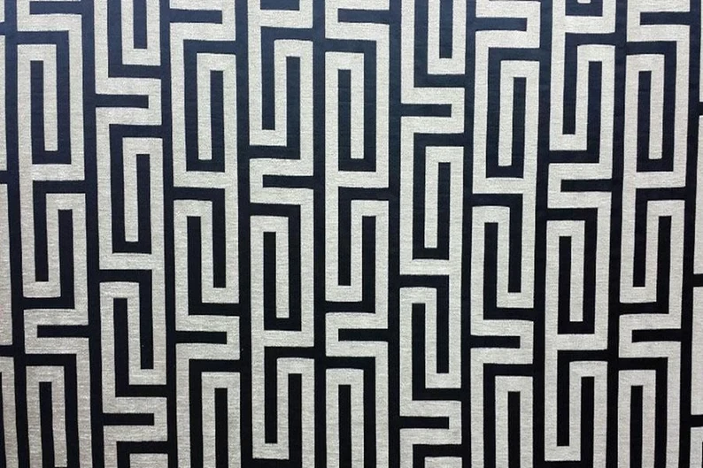 54" w NAVY Chenille Geometric Upholstery Drapery fabric by the yard Trillium 101 - Image 1 of 1