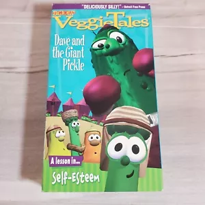 VeggieTales Dave Giant Pickle VHS Video Tape Self-Esteem Tested Plays Well VCR - Picture 1 of 17