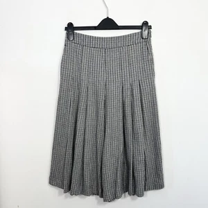 Reiss Carson Check Pleated Culottes Size UK 8 Wool Mix Pockets Wide Leg - Picture 1 of 18