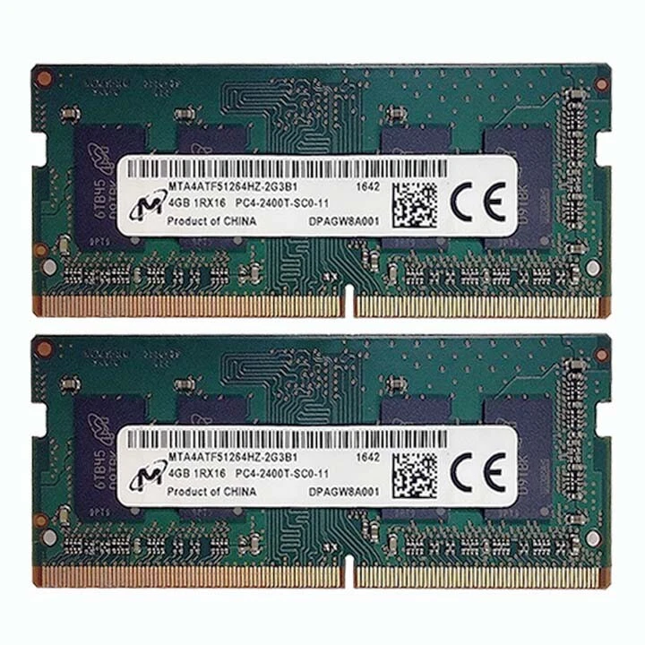 2x Micron 4GB DDR4 PC4-19200 2400MHz 260pin SODIMM Memory RAM PC4-2400T-SC0-11 - Image 1 of 3