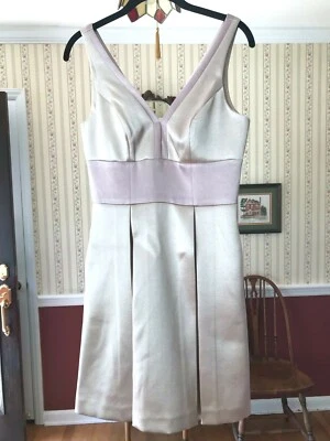 Belle Badgley Mischka Formal Dress metallic beige lined pleated pockets Size 2 - Image 1 of 4