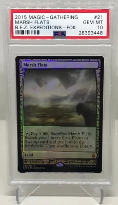 MTG MAGIC THE GATHERING MARSH FLATS FOIL ZENDIKAR EXPEDITIONS PSA 10 GEM MINT - Image 1 of 2