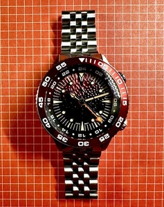 Aerotec Watch Ace X GMT Diver Burgundy/Black Full Kit - Picture 1 of 14