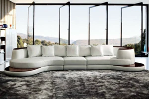 Leder Sofa Ecksofa Wohnlandschaft Rund Couch Sitz Polster Garnitur Rundsofa Neu - Bild 1 von 12