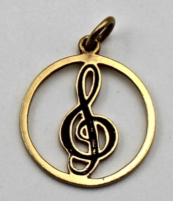 14K золото черная эмаль высокие частоты ключ музыкальный амулет для музыканта певца дирижера 1,6 г - Изображение 1 из 4