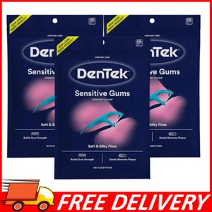 3-Pack DenTek Comfort Clean Sensitive Gums Floss Picks Soft & Silky Ribbon 150ct - Picture 1 of 8