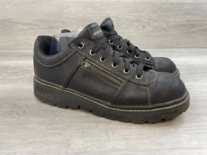 Skechers Tredds Jammers Damen 10 Schwarz Leder Y2k Chunky Plateau - Bild 1 von 10