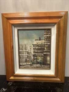 Paris Frankreich Ölgemälde Straßenszene Herbst signiert Burnett Notre Dame 17 x 15 - Bild 1 von 7