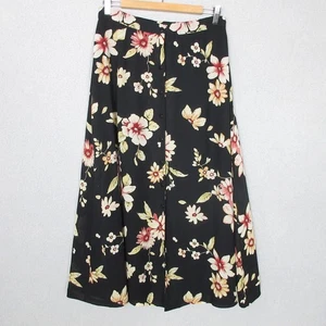 Chaus Skirt Womens 12 Floral Button Front Midi A Line Polyester Vintage Style - Picture 1 of 6