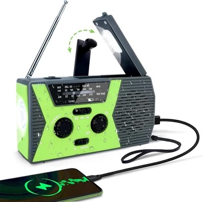 Kurbelradio | Notfallradio mit Kurbel & 4000 mAh Akku | Solar Radio Topp - Bild 1 von 4